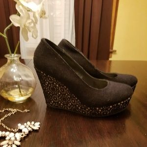 Black lace wedges 9.5